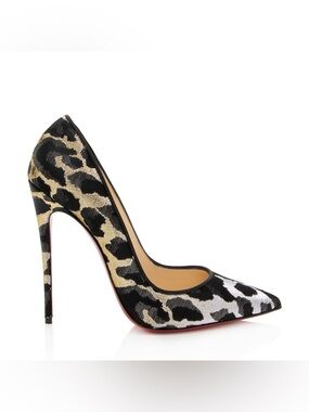 Christian Louboutin So Kate 120 Lurex Feline Black Gold Pumps EU 40.5 NIB